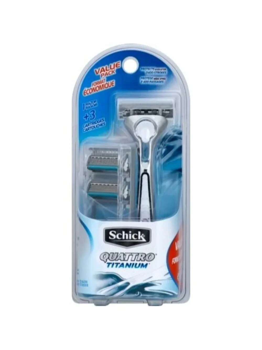 2 Pack Schick Quattro Titanium Razor + 3 Refill Blades Each NEW